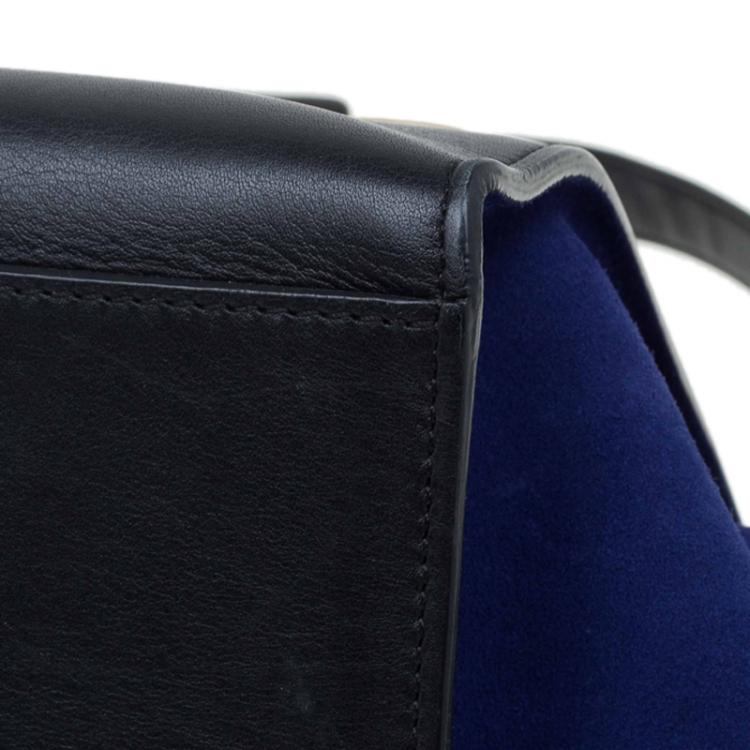 Pre Owned Celine Tri Color Leather and Suede Medium Trapeze Bag