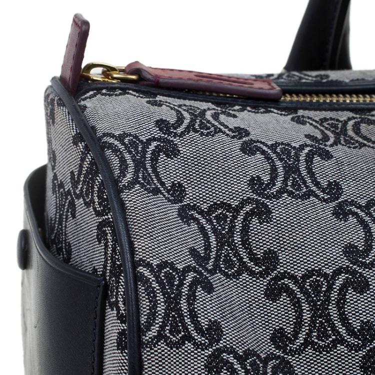 Pre Owned Céline Navy Blue Canvas Macadam Boston Bag