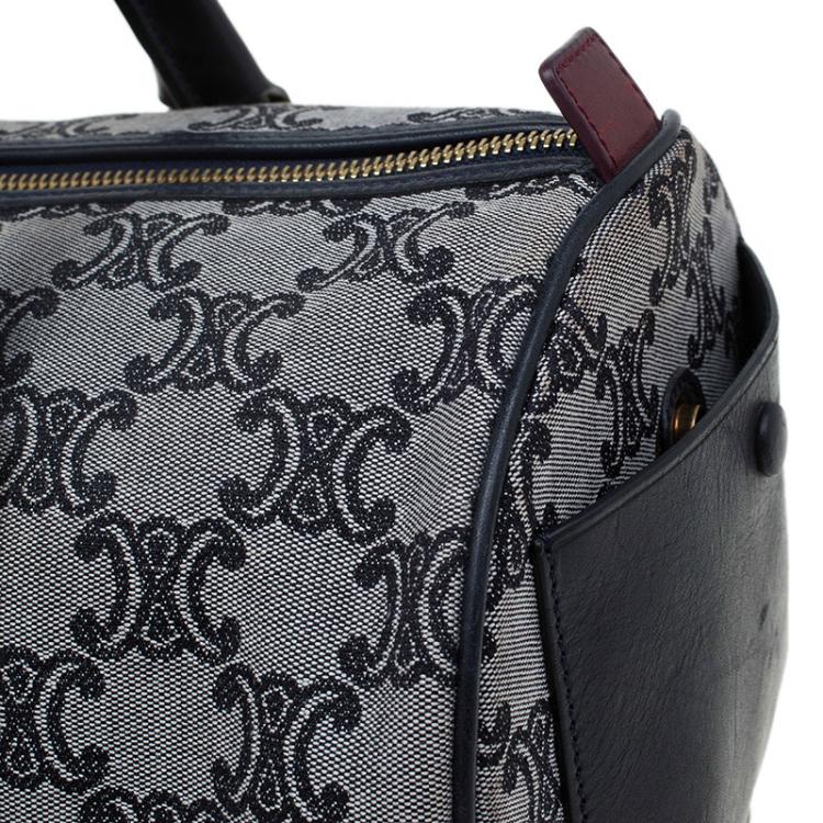 Pre Owned Céline Navy Blue Canvas Macadam Boston Bag