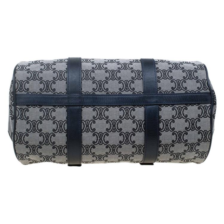 Pre Owned Céline Navy Blue Canvas Macadam Boston Bag