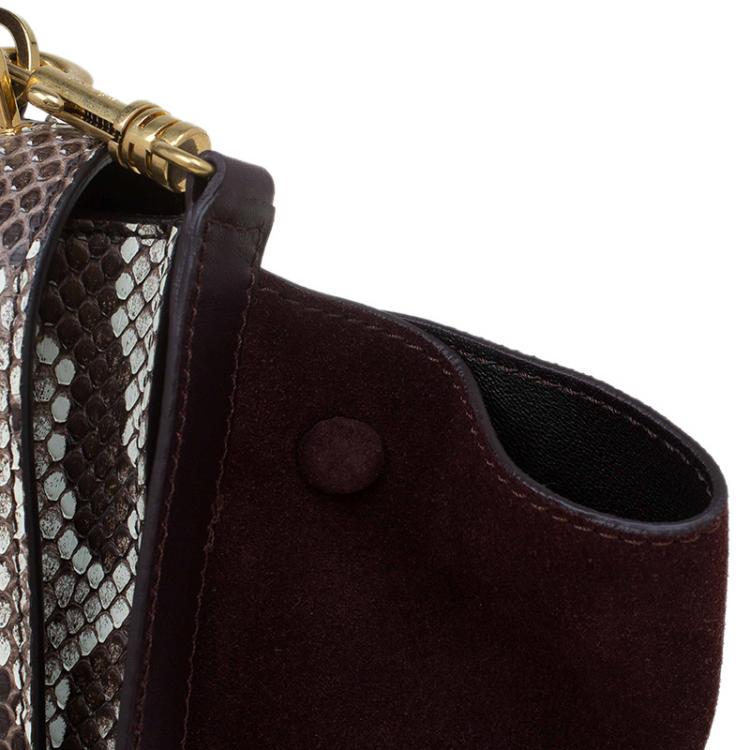 Pre Owned Celine Brown Python and Suede Medium Trapeze Bag