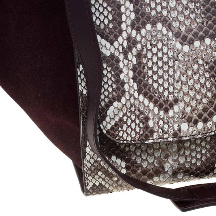 Pre Owned Celine Brown Python and Suede Medium Trapeze Bag