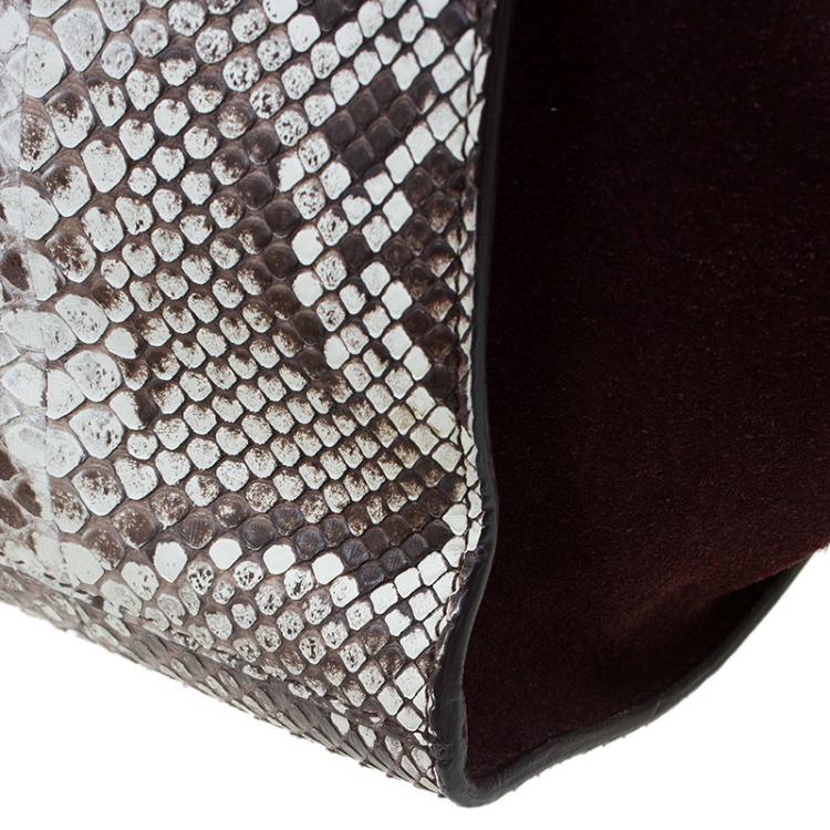 Pre Owned Celine Brown Python and Suede Medium Trapeze Bag