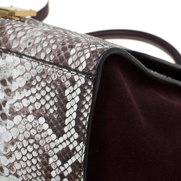 Pre Owned Celine Brown Python and Suede Medium Trapeze Bag