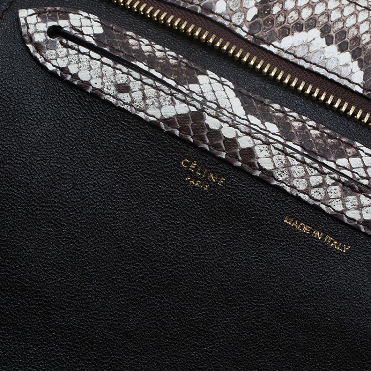 Pre Owned Celine Brown Python and Suede Medium Trapeze Bag