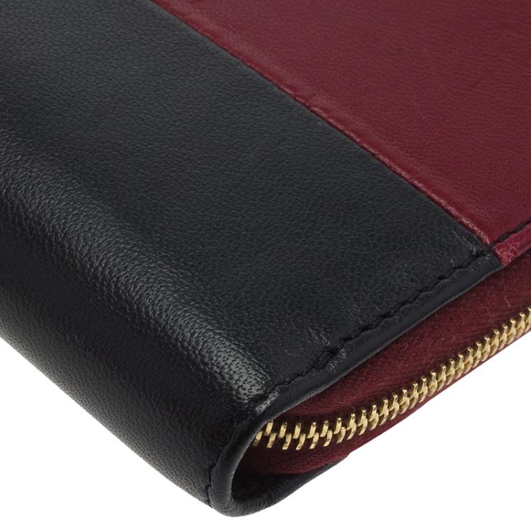 Pre Owned Celine Bi Color Leather Zip Around Wallet