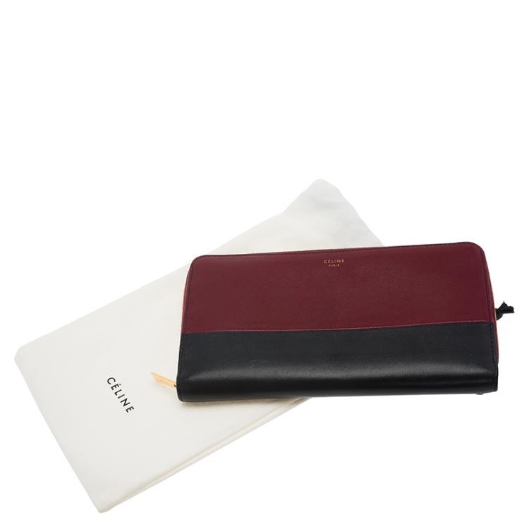 Pre Owned Celine Bi Color Leather Zip Around Wallet