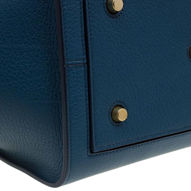 Pre Owned Celine Teal Blue Leather Small Tie Tote