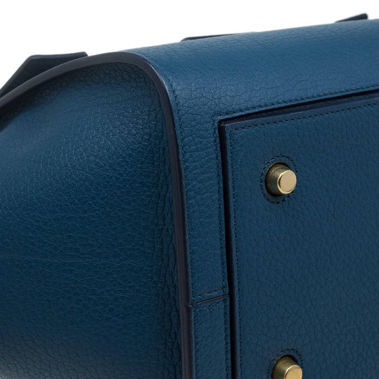 Pre Owned Celine Teal Blue Leather Small Tie Tote