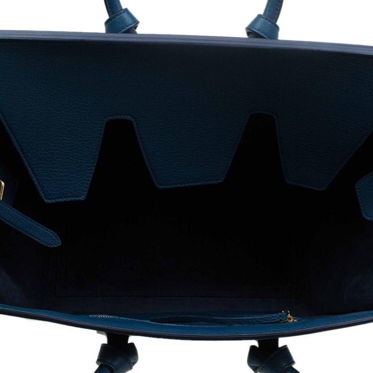 Pre Owned Celine Teal Blue Leather Small Tie Tote