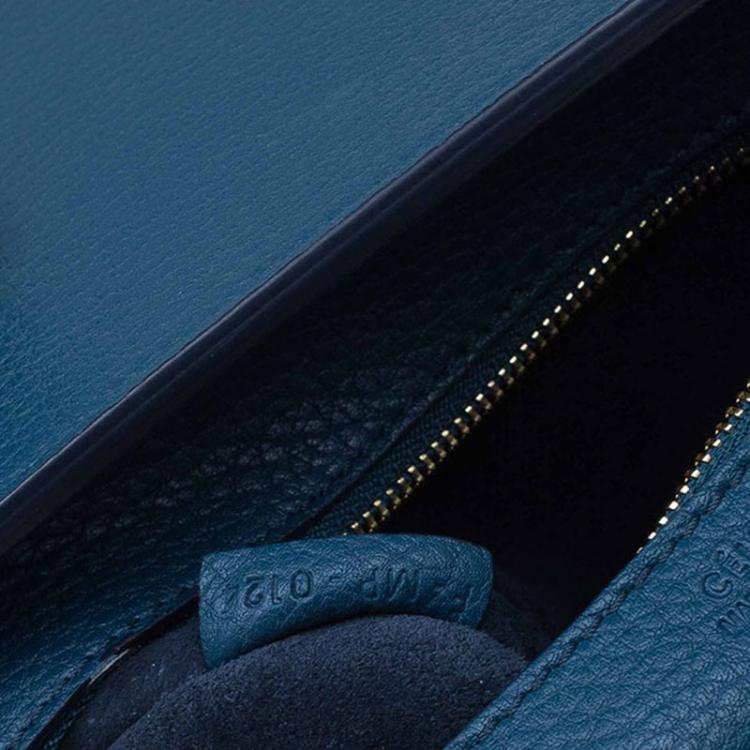 Pre Owned Celine Teal Blue Leather Small Tie Tote