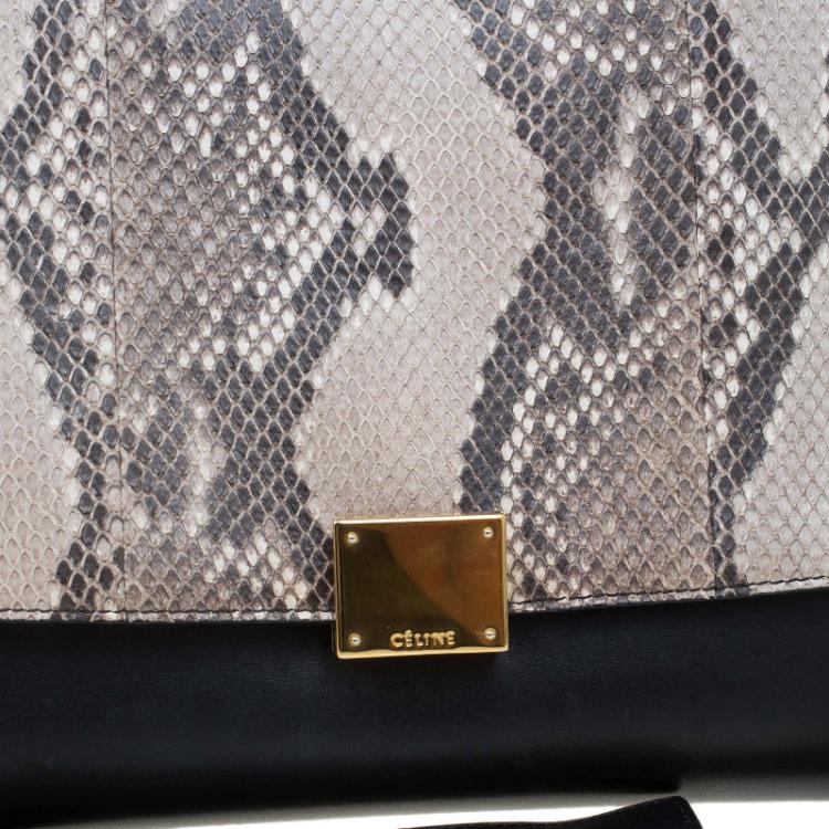 Pre Owned Celine Tri Color Python and Suede Small Trapeze Bag