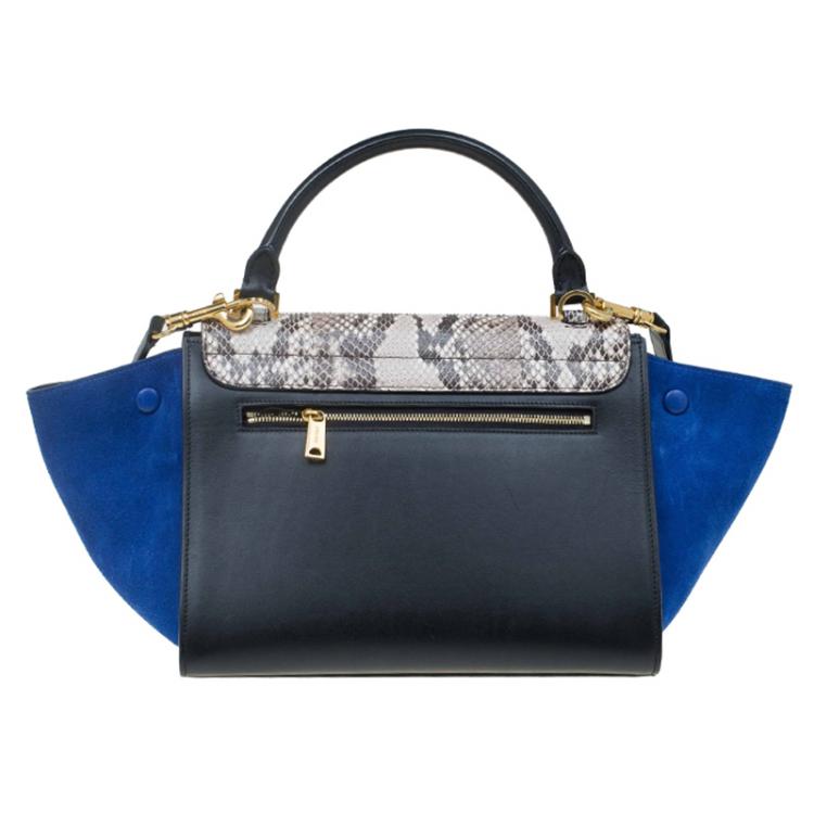 Pre Owned Celine Tri Color Python and Suede Small Trapeze Bag