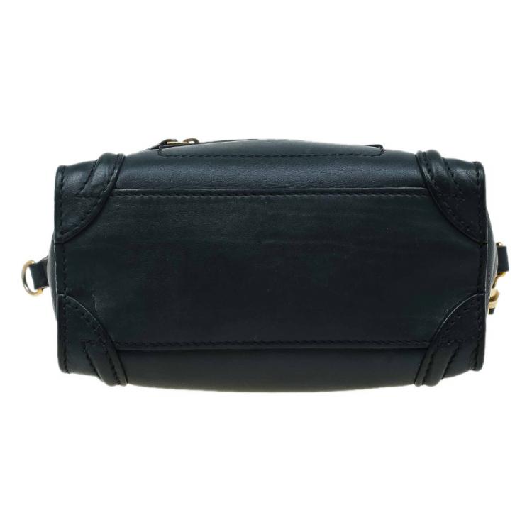 Pre Owned Celine Navy Blue Leather Nano Luggage Tote