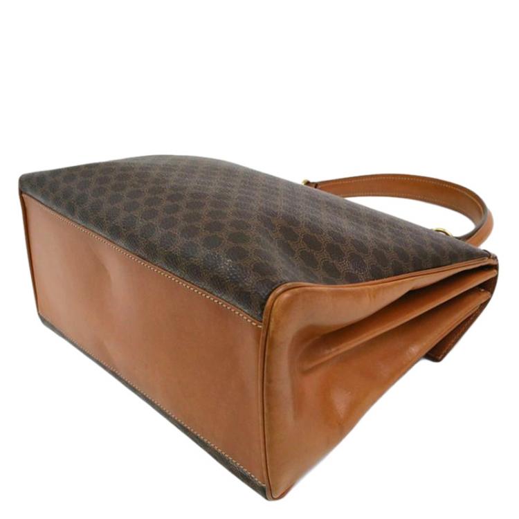 مملوكة مسبقًا Celine Brown Macadam Canvas/Leather Vintage Top Handle Bag