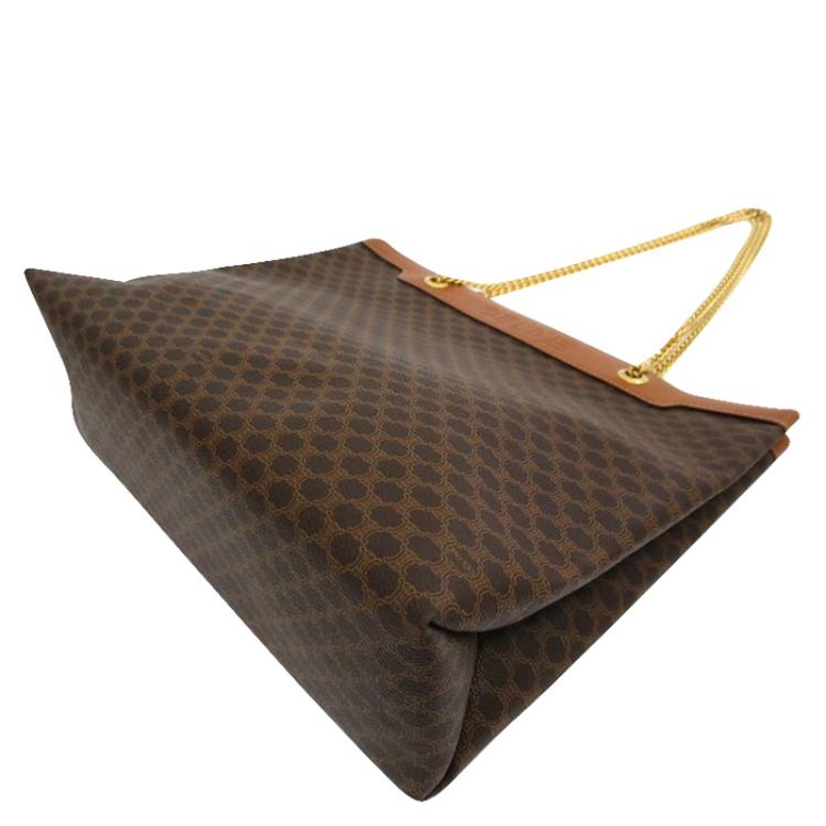 Pre Owned Celine Brown Macadam Canvas/Leather Shopper Tote