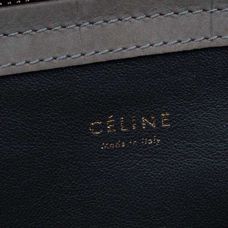 Pre Owned Celine Grey Croc Embossed Leather Large Phantom Luggage Tote