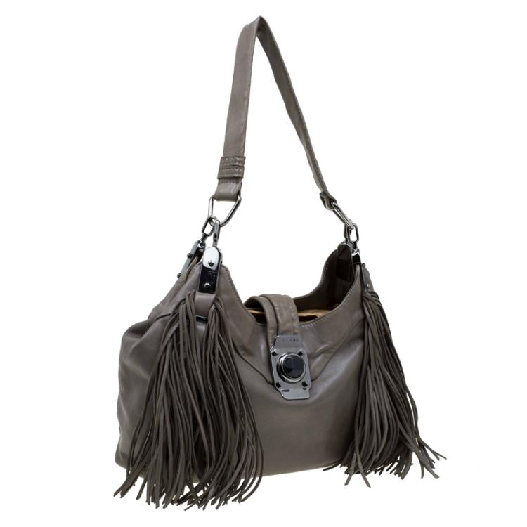 Pre Owned Celine Sage Green Leather Dimitri Hobo