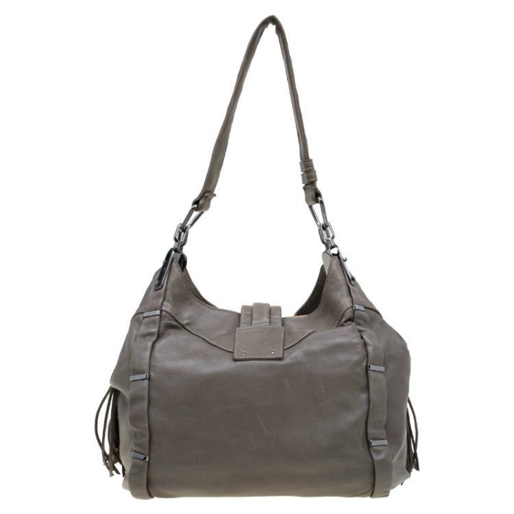 Pre Owned Celine Sage Green Leather Dimitri Hobo