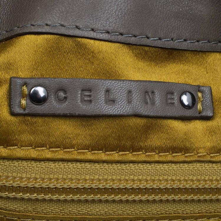 Pre Owned Celine Sage Green Leather Dimitri Hobo