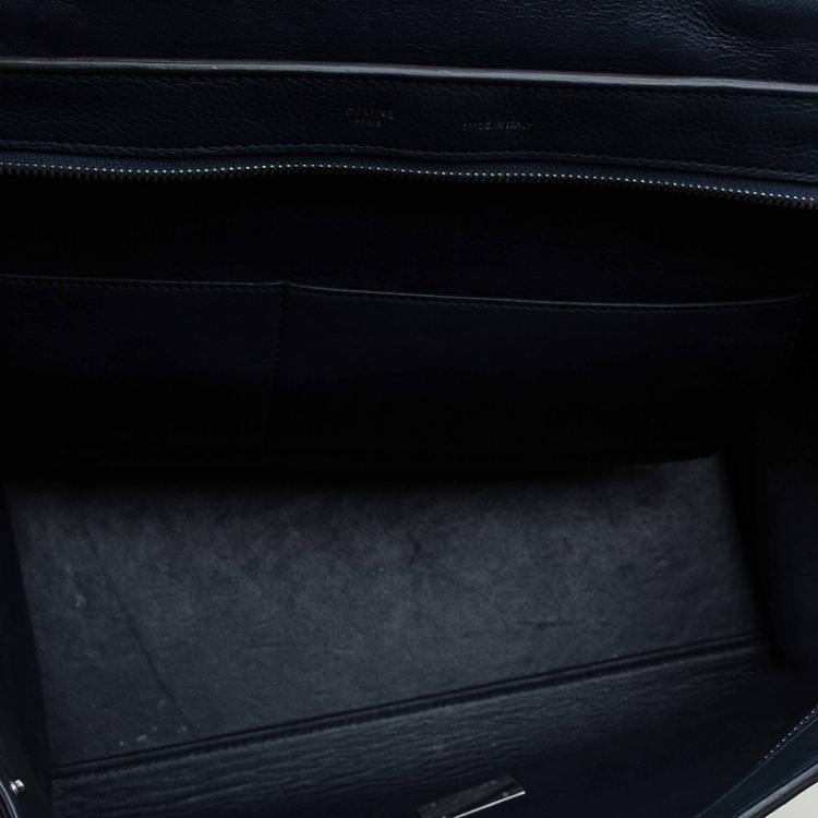 Pre Owned Celine Navy Blue Leather and Suede Medium Trapeze Bag