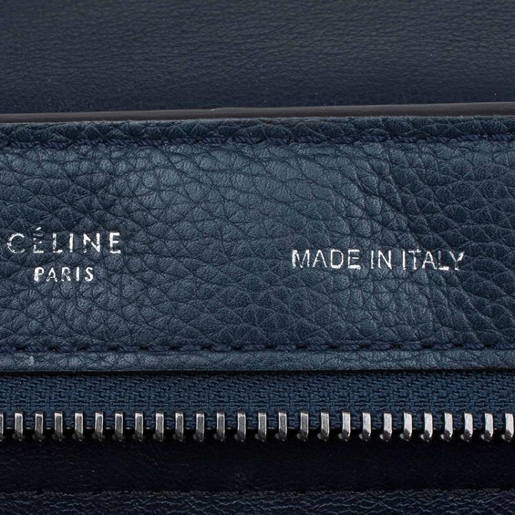 Pre Owned Celine Navy Blue Leather and Suede Medium Trapeze Bag