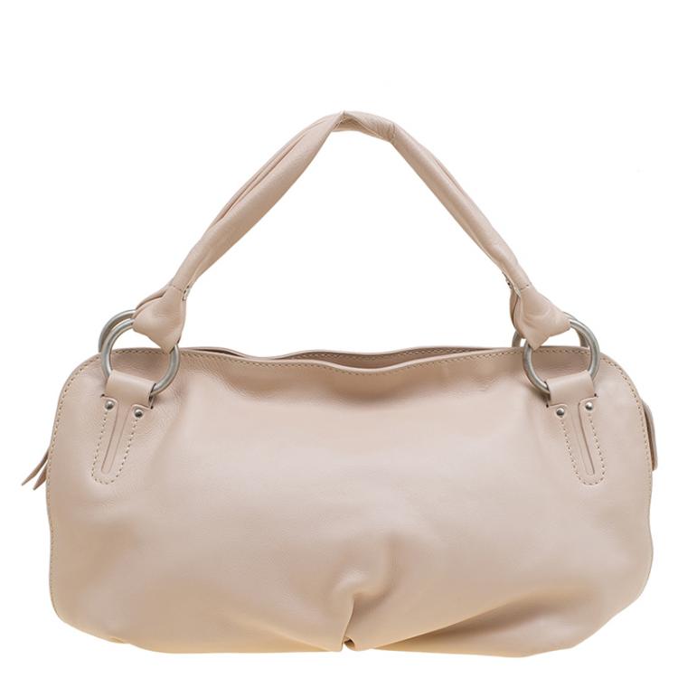 Pre Owned Celine Beige Leather Large Bittersweet Hobo