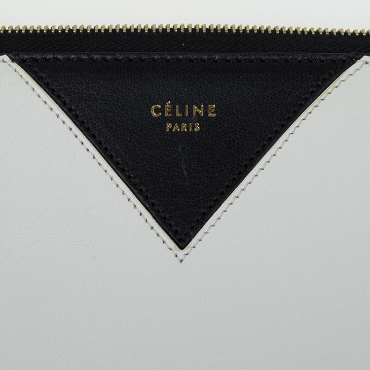 Pre Owned Celine Bi Color Leather Large Coeur Clutch