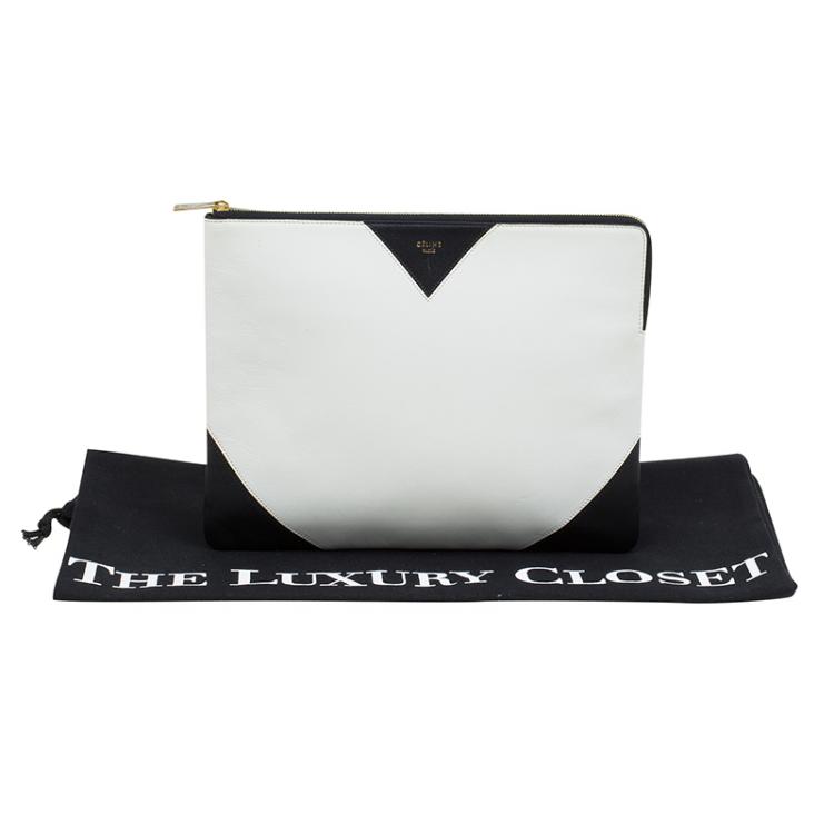 Pre Owned Celine Bi Color Leather Large Coeur Clutch