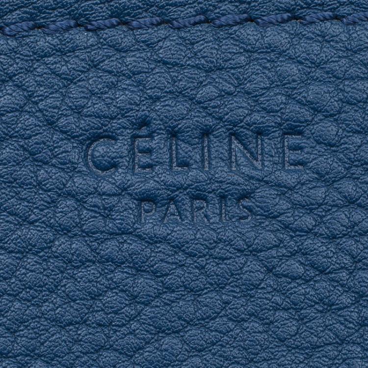 Pre Owned Celine Blue Pebbled Leather Mini Phantom Luggage Tote