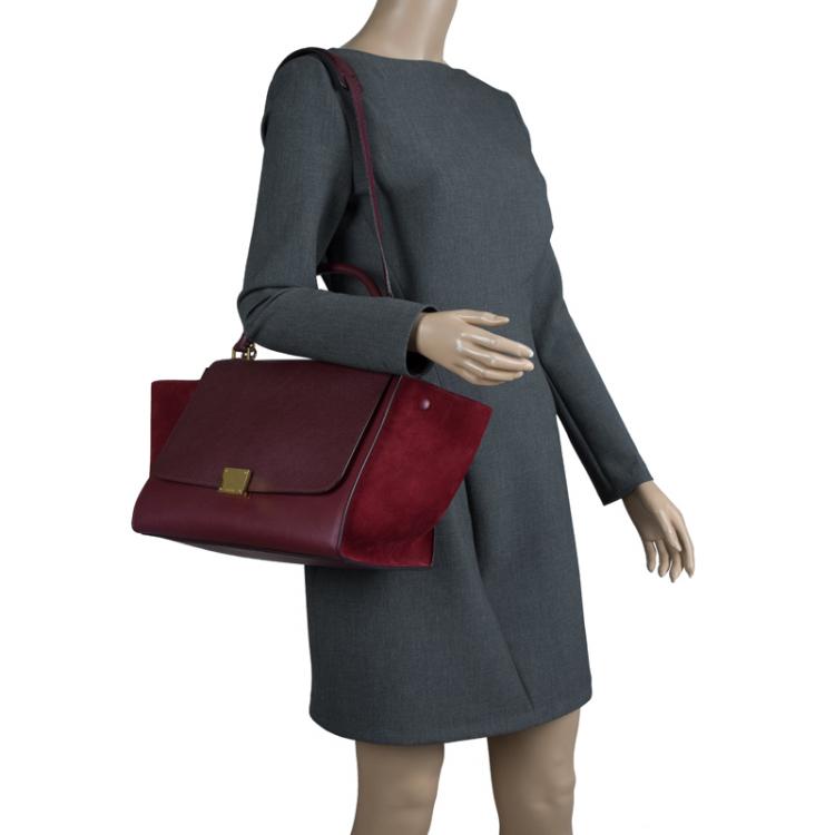 Pre Owned Celine Tri Color Leather and Suede Medium Trapeze Tote