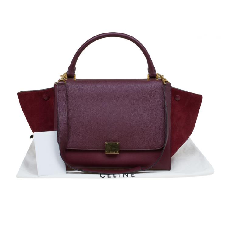 Pre Owned Celine Tri Color Leather and Suede Medium Trapeze Tote