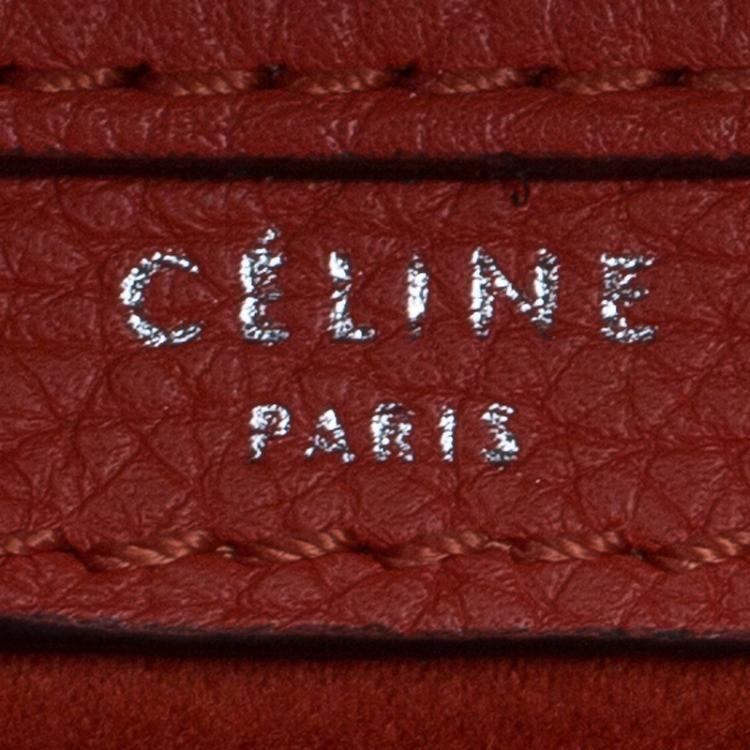 Pre Owned Celine Orange Leather Micro Luggage Tote 