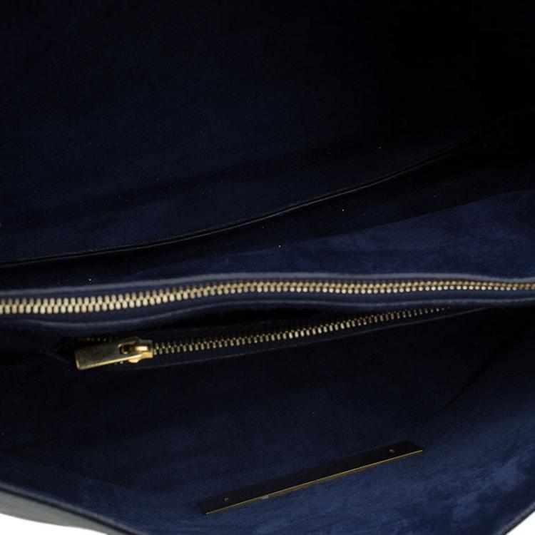 Pre Owned Celine Navy Blue Leather Blade Flap Bag