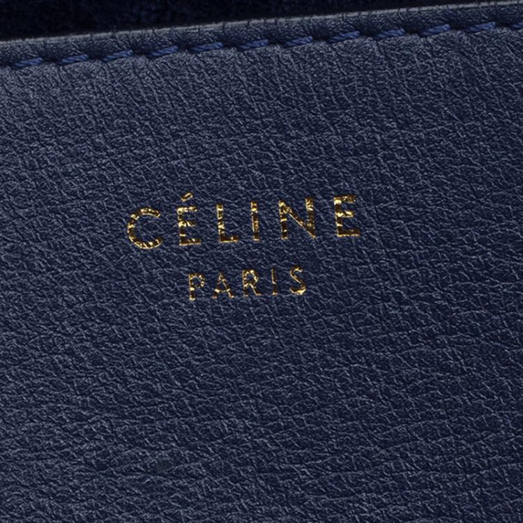 Pre Owned Celine Navy Blue Leather Blade Flap Bag