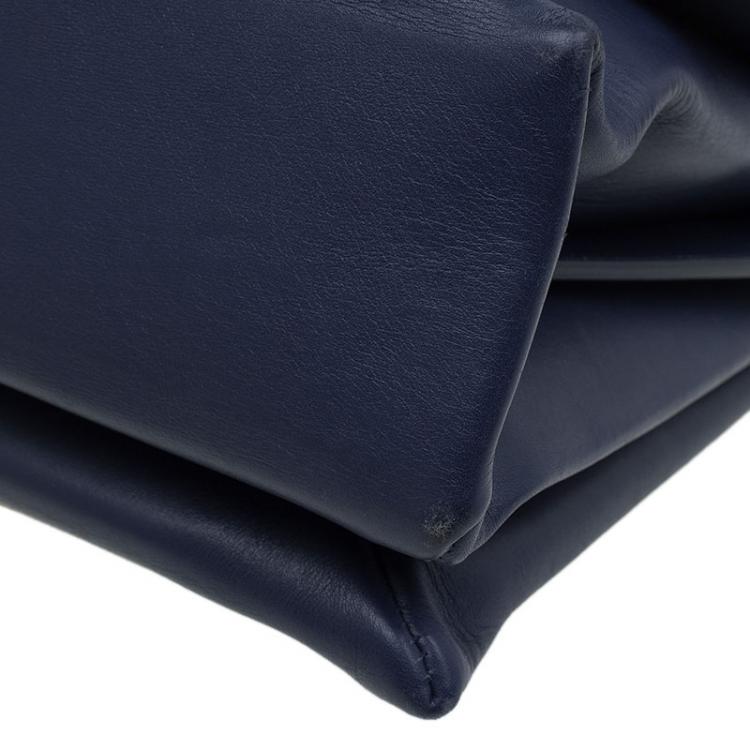 Pre Owned Celine Navy Blue Leather Blade Flap Bag