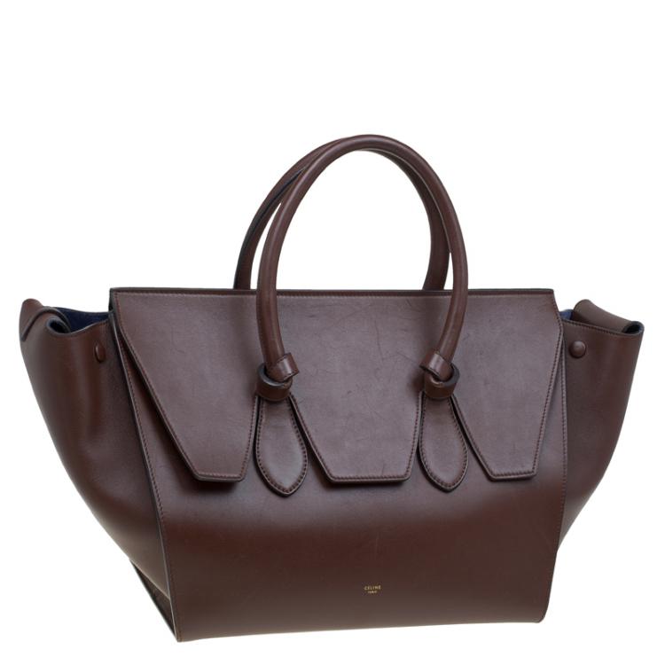Pre Owned Celine Brown Leather Medium Tie Tote