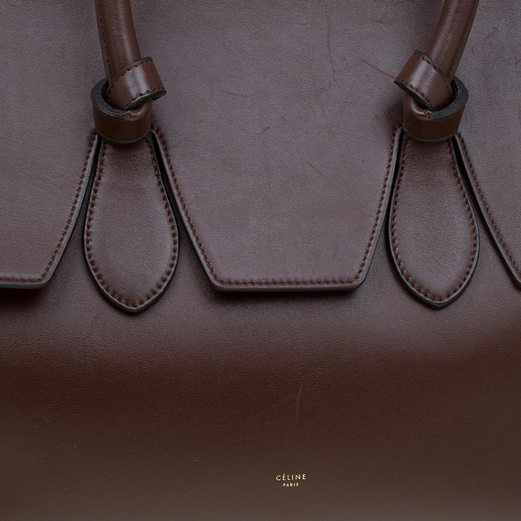 Pre Owned Celine Brown Leather Medium Tie Tote