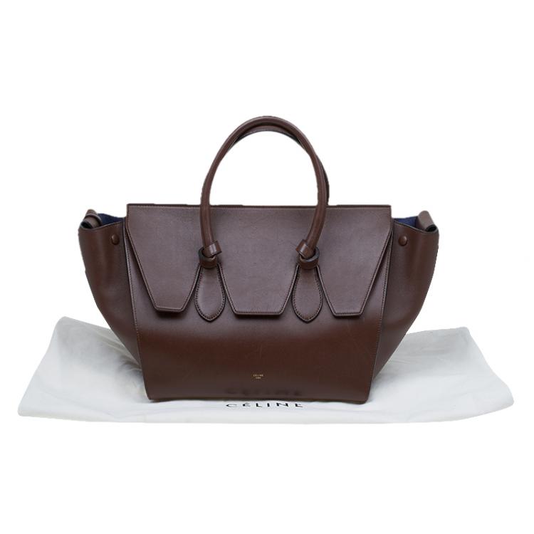 Pre Owned Celine Brown Leather Medium Tie Tote