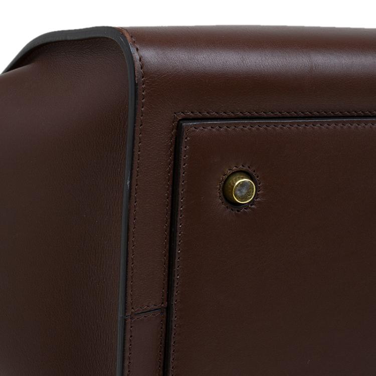 Pre Owned Celine Brown Leather Medium Tie Tote