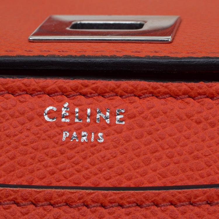 Pre Owned Celine Neon Orange Leather Small Case Shoulder Bag