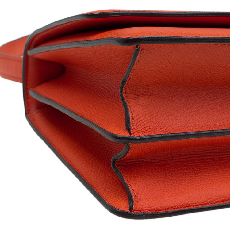 Pre Owned Celine Neon Orange Leather Small Case Shoulder Bag