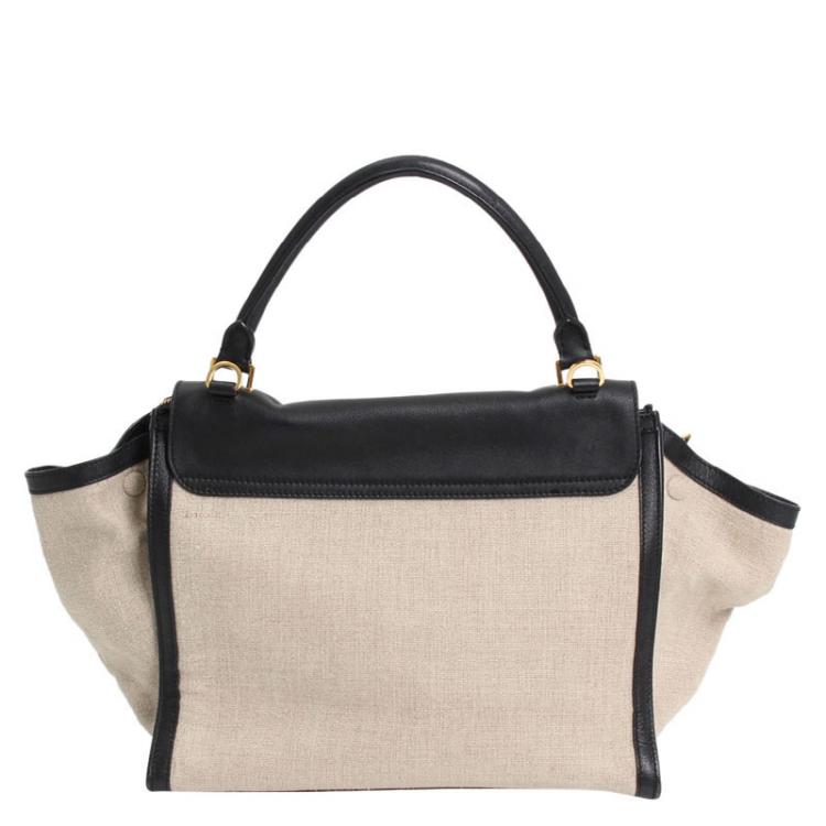 Pre Owned Celine Bicolor Canvas and Leather Trapeze Bag
