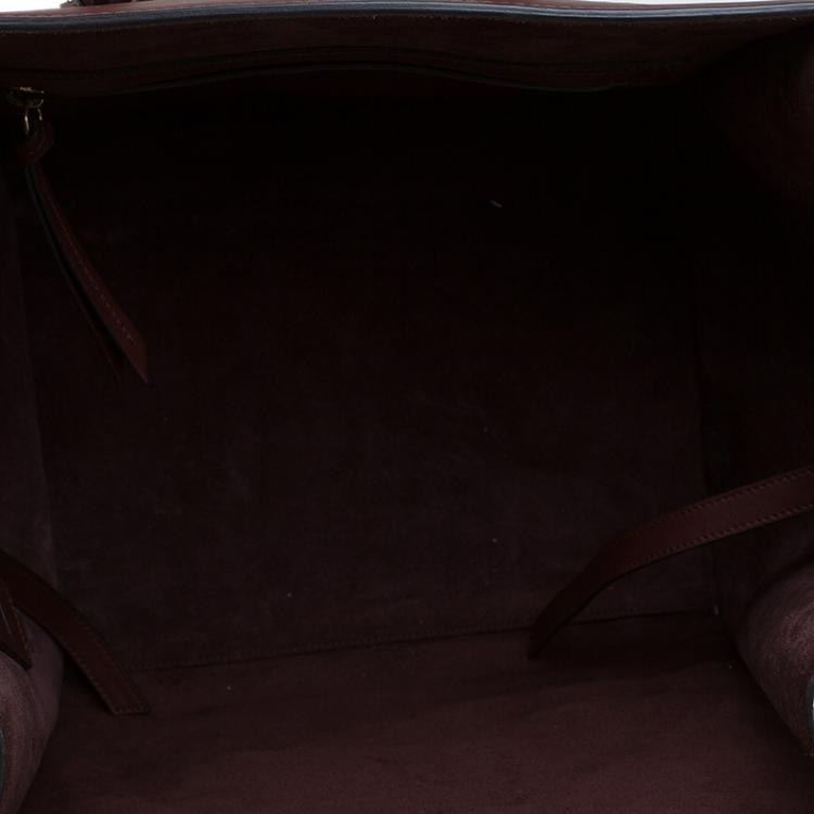 Pre Owned Celine Burgundy Leather Mini Phantom Luggage Tote