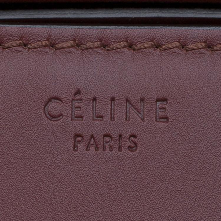 Pre Owned Celine Burgundy Leather Mini Phantom Luggage Tote