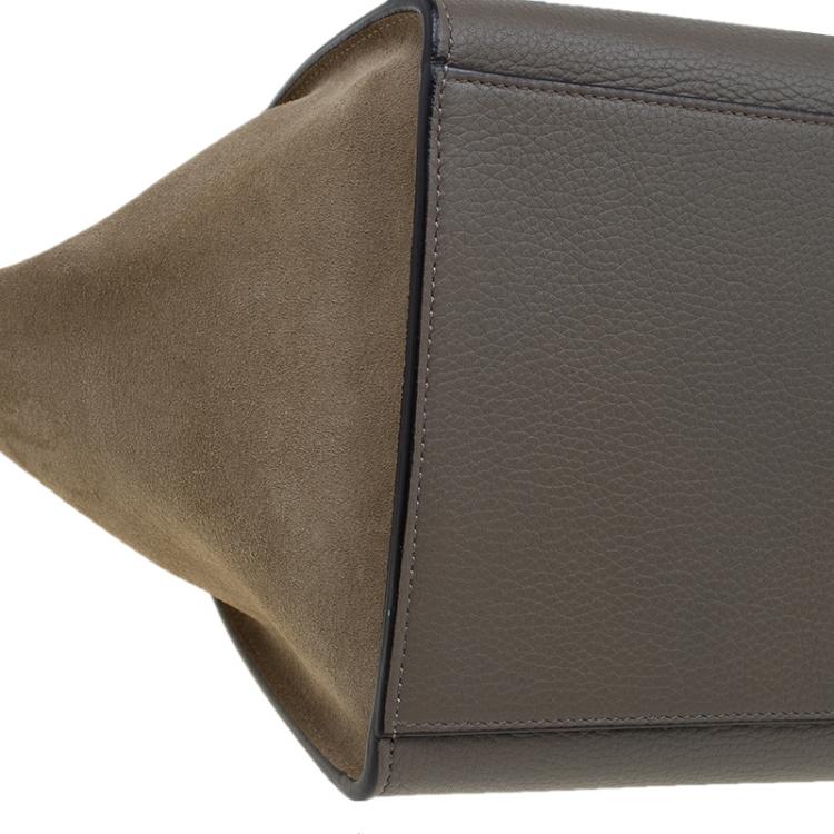 Pre Owned Celine Beige Leather and Suede Small Trapeze Bag