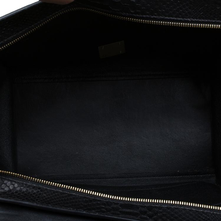 Pre Owned Celine Black Python and Suede Medium Trapeze Bag