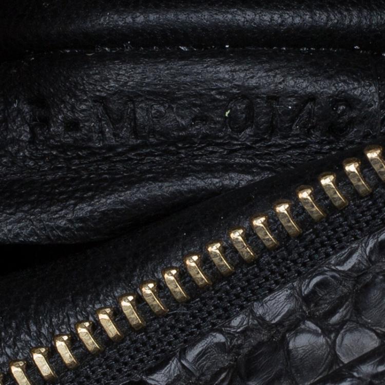 Pre Owned Celine Black Python and Suede Medium Trapeze Bag