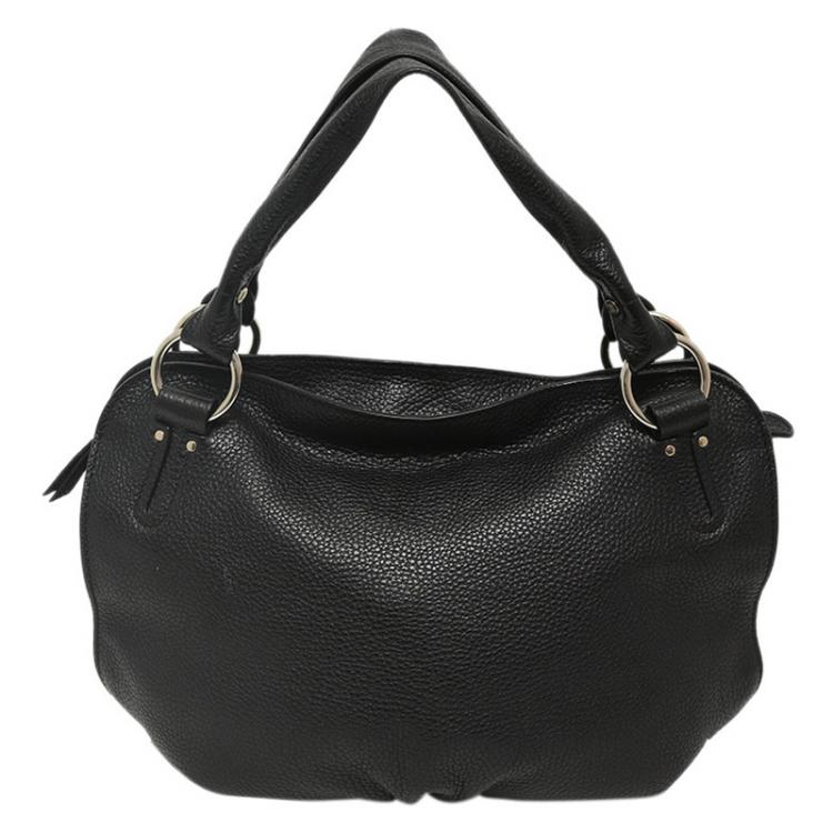 Pre Owned Celine Black Pebbled Leather Bittersweet Hobo