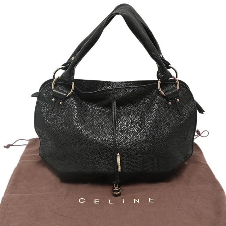 Pre Owned Celine Black Pebbled Leather Bittersweet Hobo